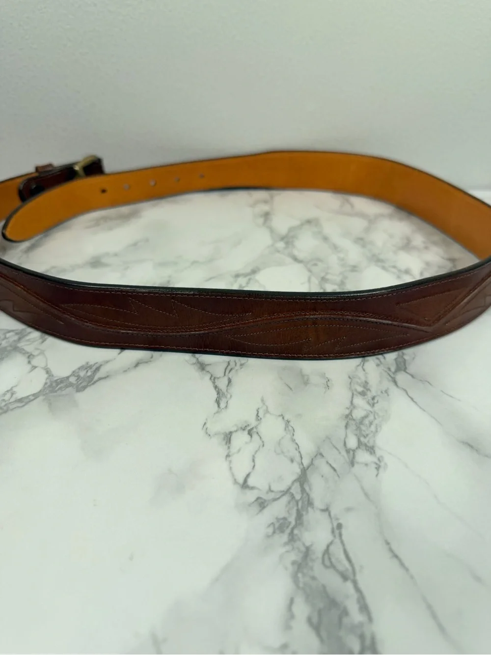 Lucchese boot co leather brown belt size 34